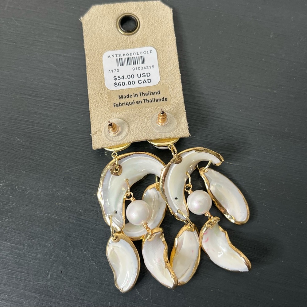 Anthropologie Pearl Enamel Chandelier Drop Earrings NWT - Picture 4 of 4